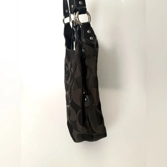 Coach Signature Canvas Campbell Leather Shoulder Bag Hobo Buckle Pocket Y2K - Picture 4 of 9